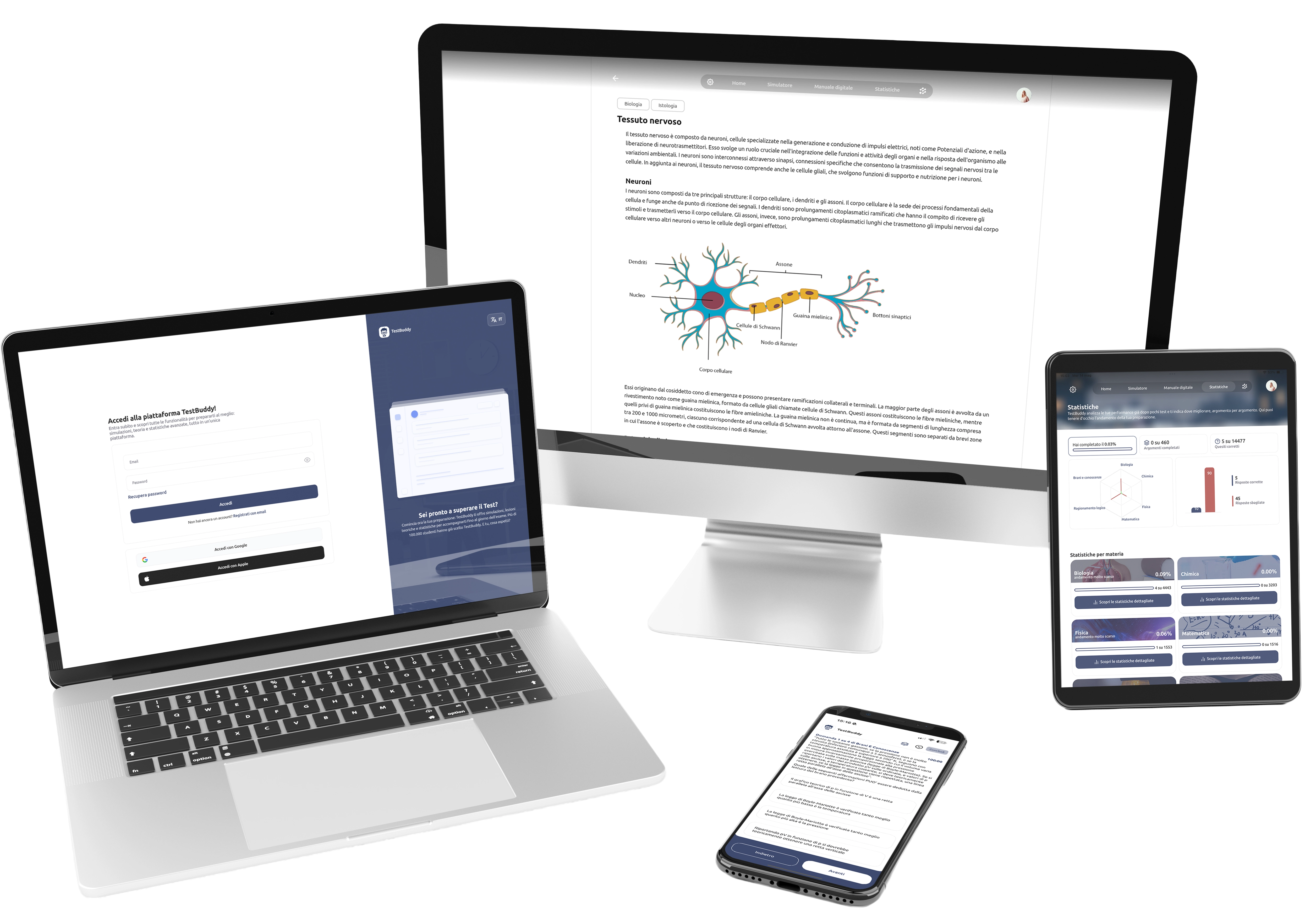 Preview della piattaforma TestBuddy